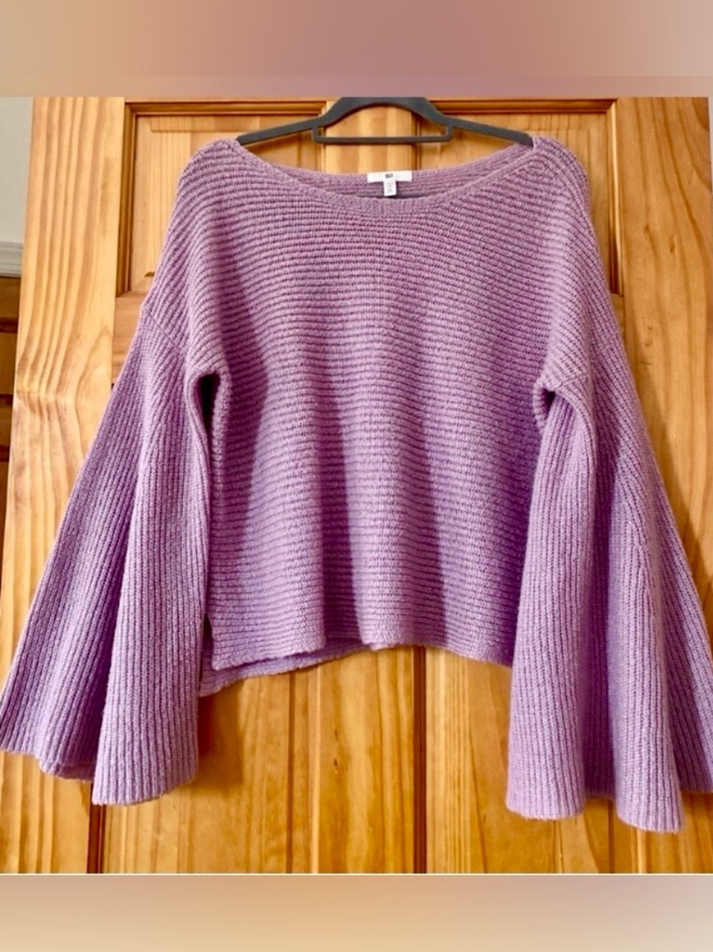 BP Nordstrom Lavender Bell Sleeve Crop Sweater Women's Medium Boho Knit - Picture 2 of 10